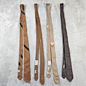 Vintage Skinny Tie Lot Of 4 Mens Striped 50s 60s Rat Pack Mod Rockabilly MCM